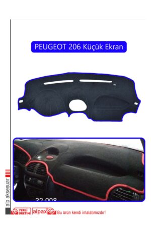 Peugeot 206 Küçük Ekran Torpido Koruma Halısı - Mavi Kenar