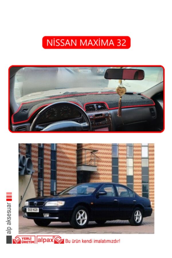 Nissan Maxima 32 Torpido Koruma Halısı - Kırmızı Kenar