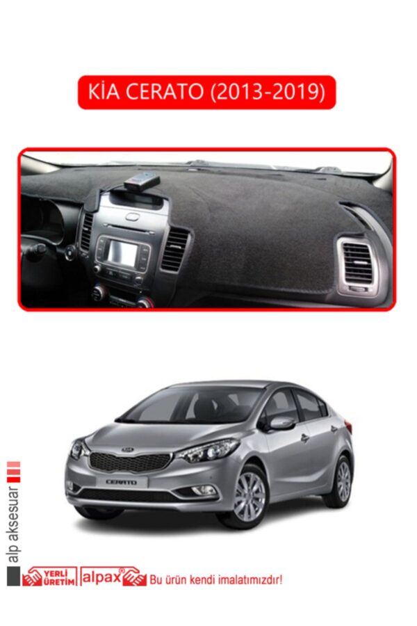 Kia Cerato 2013-2019 Torpido Koruma Halısı - Kırmızı Kenar