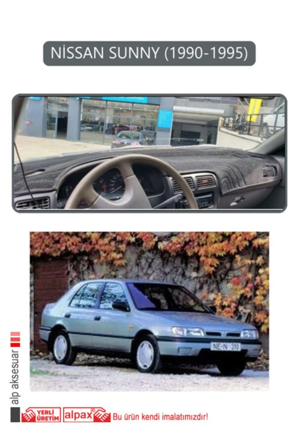 Nissan Sunny 1990-1995 Torpido Koruma Halısı - Gri Kenar
