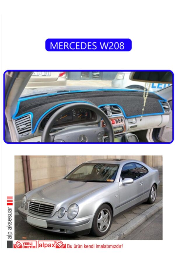 Mercedes W208 Torpido Koruma Halısı - Mavi Kenar