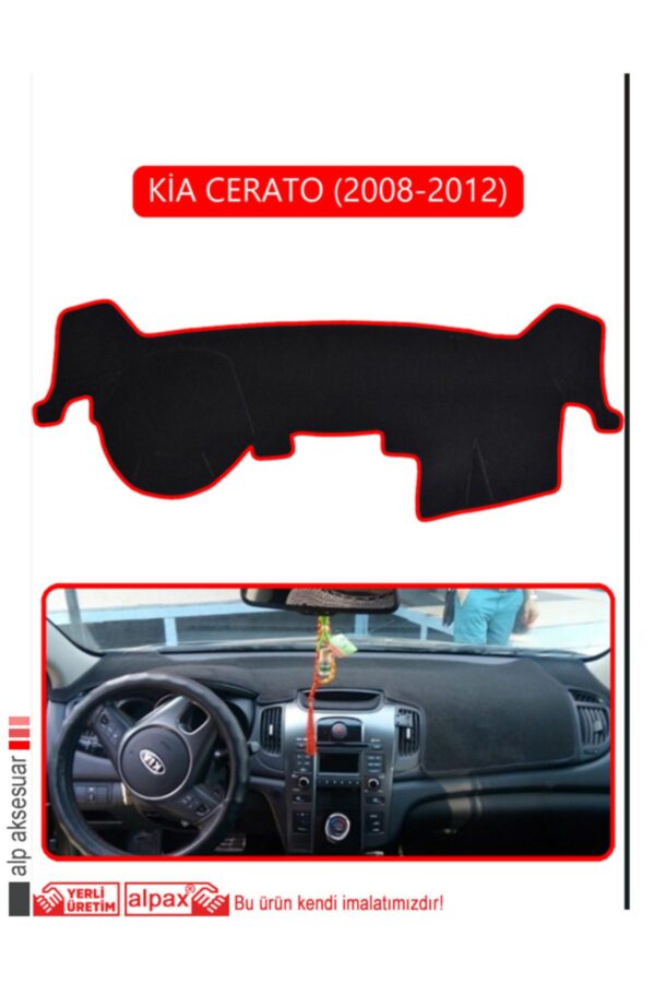 Kia Cerato 2008-2012 Torpido Koruma Halısı - Kırmızı Kenar