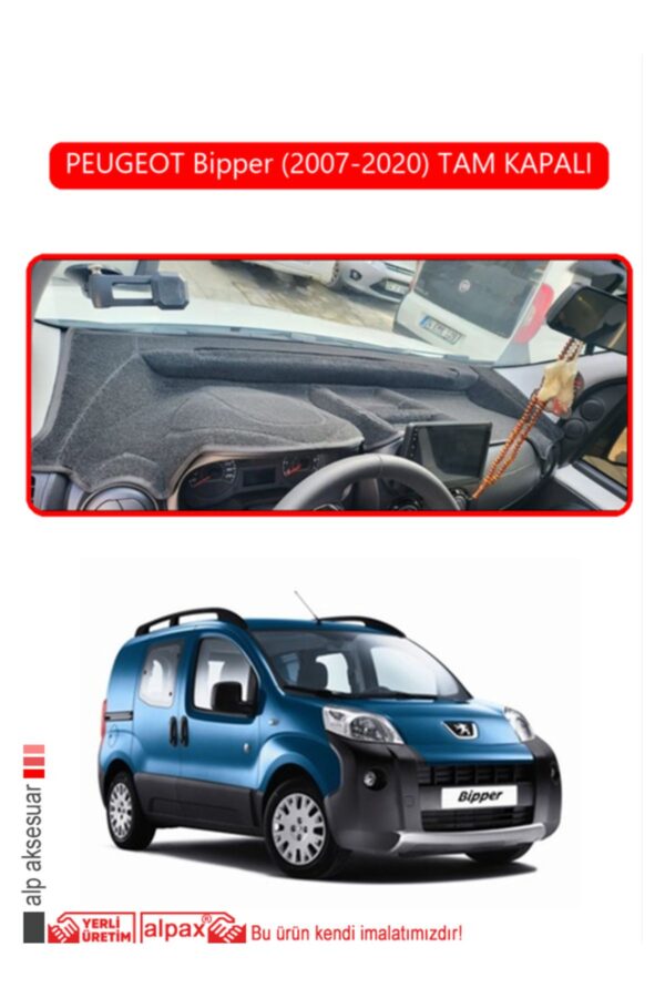 Peugeot Bipper (2007-2020) Tam Kapalı Torpido Koruma Halısı - Kırmızı Kenar