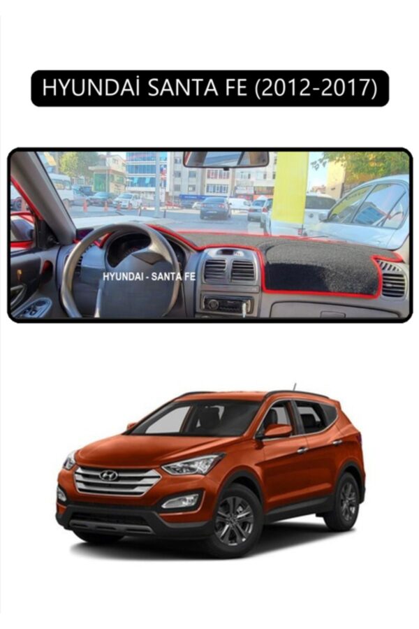Hyundai Santa Fe 2012-2017 Torpido Koruma Halısı - Siyah Kenar