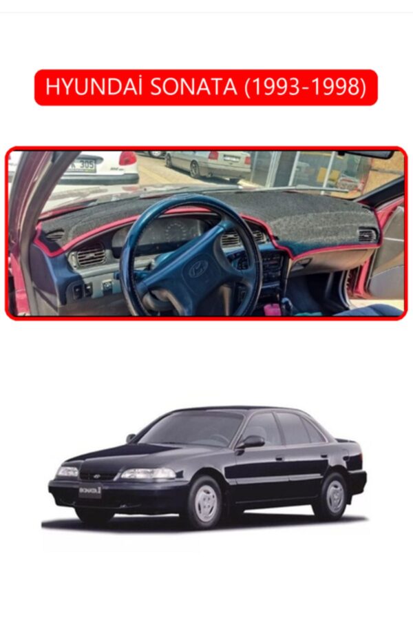 Hyundai Sonata 1993-1998 Torpido Koruma Halısı - Kırmızı Kenar