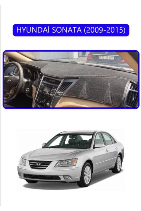 Hyundai Sonata 2009-2015 Torpido Koruma Halısı - Mavi Kenar