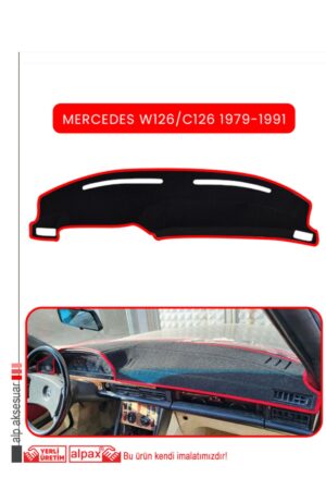 Mercedes W126/C126 1979-1991 Torpido Koruma Halısı - Kırmızı Kenar