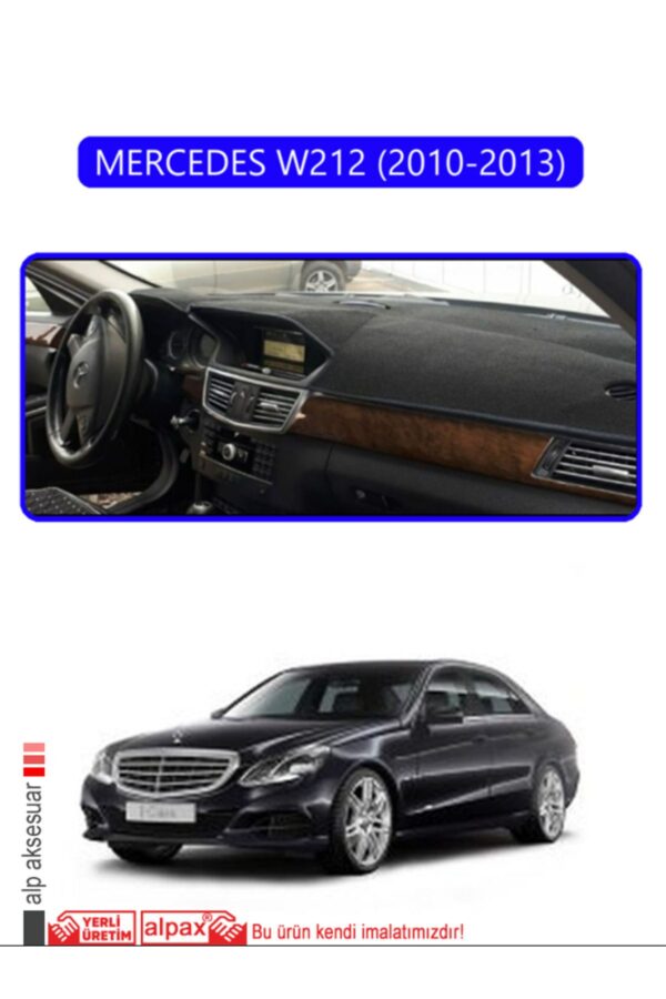 Mercedes W212 2010-2013 Torpido Koruma Halısı - Mavi Kenar