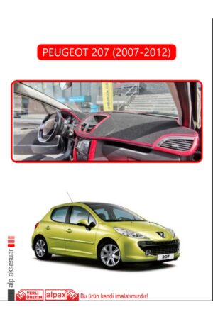 Peugeot 207 (2007-2012) Torpido Koruma Halısı - Kırmızı Kenar