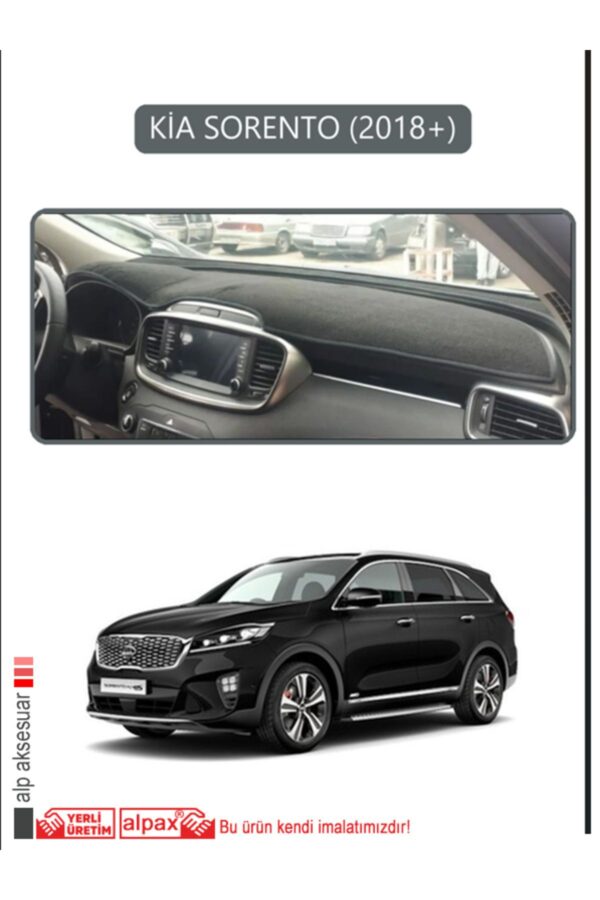 Kia Sorento 2018+ Torpido Koruma Halısı - Gri Kenar
