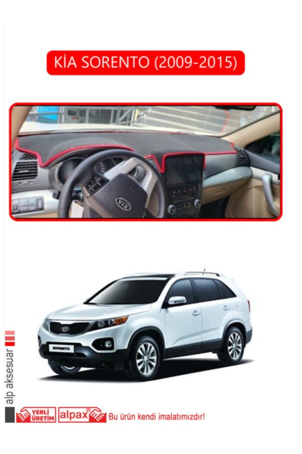 Kia Sorento 2009-2015 Torpido Koruma Halısı - Kırmızı Kenar