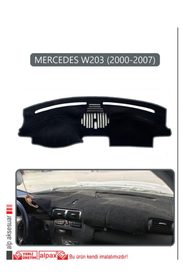 Mercedes W203 2000-2007 Torpido Koruma Halısı - Gri Kenar
