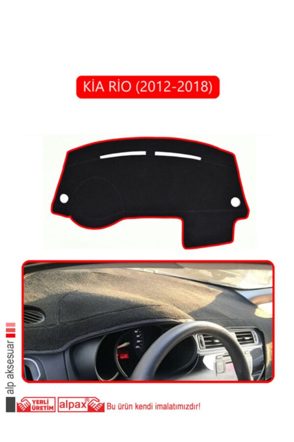 Kia Rio 2012-2018 Torpido Koruma Halısı - Kırmızı Kenar