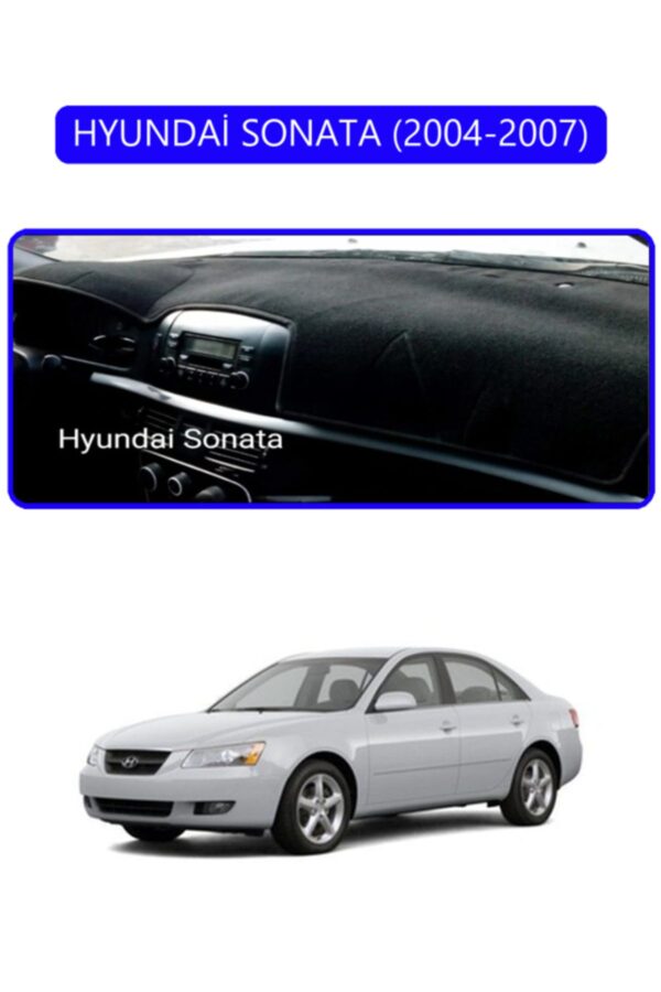 Hyundai Sonata 2004-2007 Torpido Koruma Halısı - Mavi Kenar