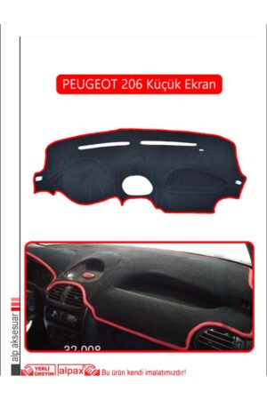 Peugeot 206 Küçük Ekran Torpido Koruma Halısı - Kırmızı Kenar