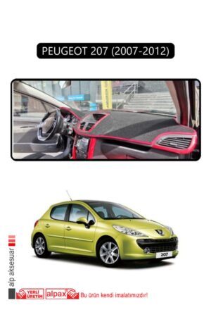 Peugeot 207 (2007-2012) Torpido Koruma Halısı - Siyah Kenar