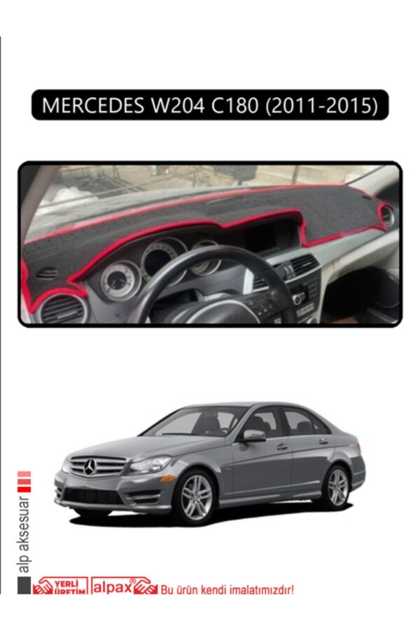 Mercedes W204 C180 2011-2015 Torpido Koruma Halısı - Siyah Kenar