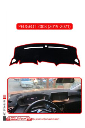 Peugeot 2008 (2019-2021) Torpido Koruma Halısı - Kırmızı Kenar