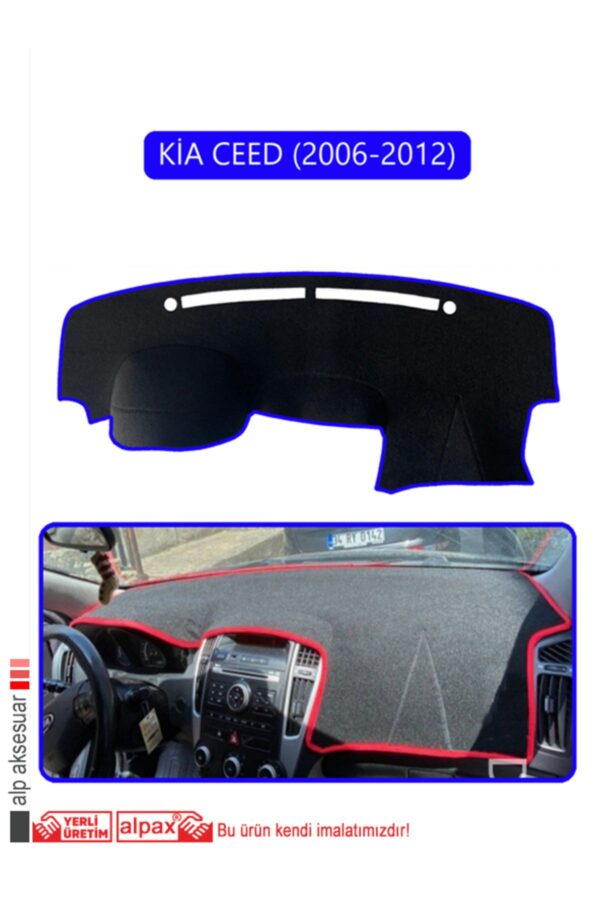 Kia Ceed 2006-2012 Torpido Koruma Halısı - Mavi Kenar