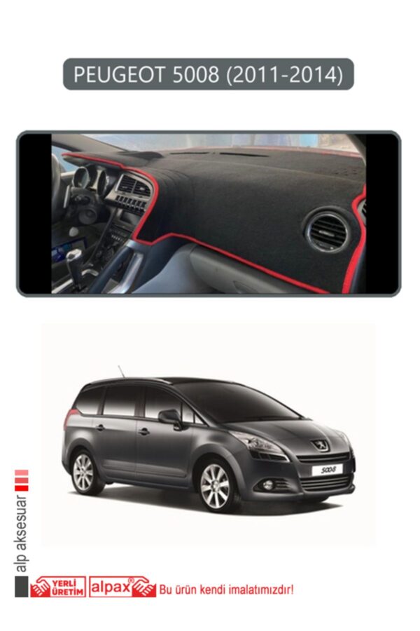 Peugeot 5008 (2011-2014) Torpido Koruma Halısı - Gri Kenar