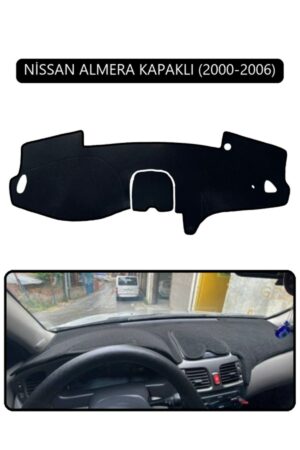 Nissan Almera Kapaklı 2000-2006 Torpido Koruma Halısı - Siyah Kenar