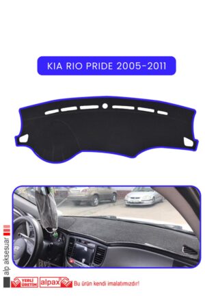 Kia Rio Pride 2005-2011 Torpido Koruma Halısı - Mavi Kenar