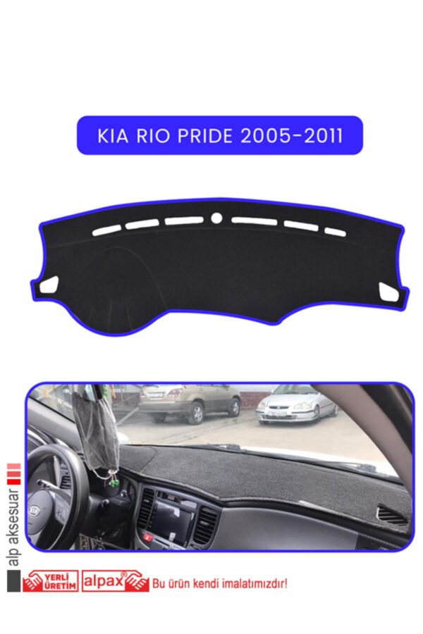Kia Rio Pride 2005-2011 Torpido Koruma Halısı - Mavi Kenar
