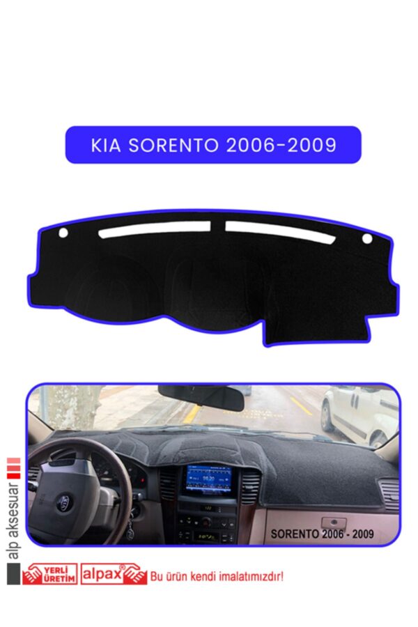 Kia Sorento 2006-2009 Torpido Koruma Halısı - Mavi Kenar
