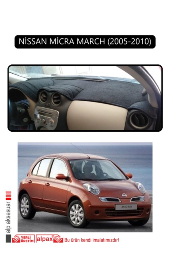 Nissan Micra March 2005-2010 Torpido Koruma Halısı - Siyah Kenar