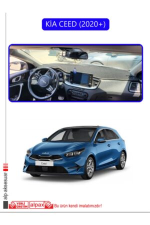 Kia Ceed 2020+ Torpido Koruma Halısı - Mavi Kenar