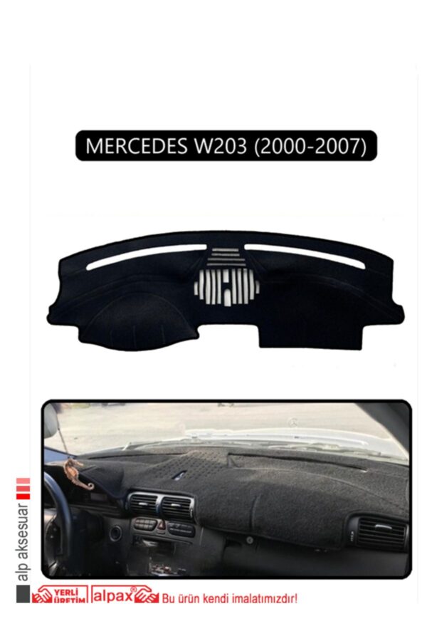 Mercedes W203 2000-2007 Torpido Koruma Halısı - Siyah Kenar