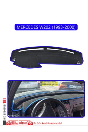 Mercedes W202 1993-2000 Torpido Koruma Halısı - Mavi Kenar