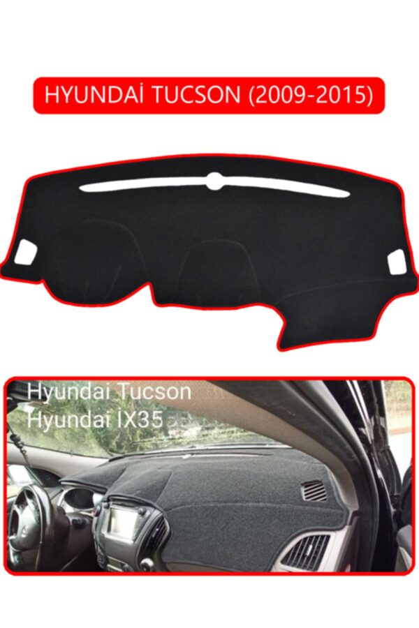 Hyundai Tucson 2009-2015 Torpido Koruma Halısı - Kırmızı Kenar