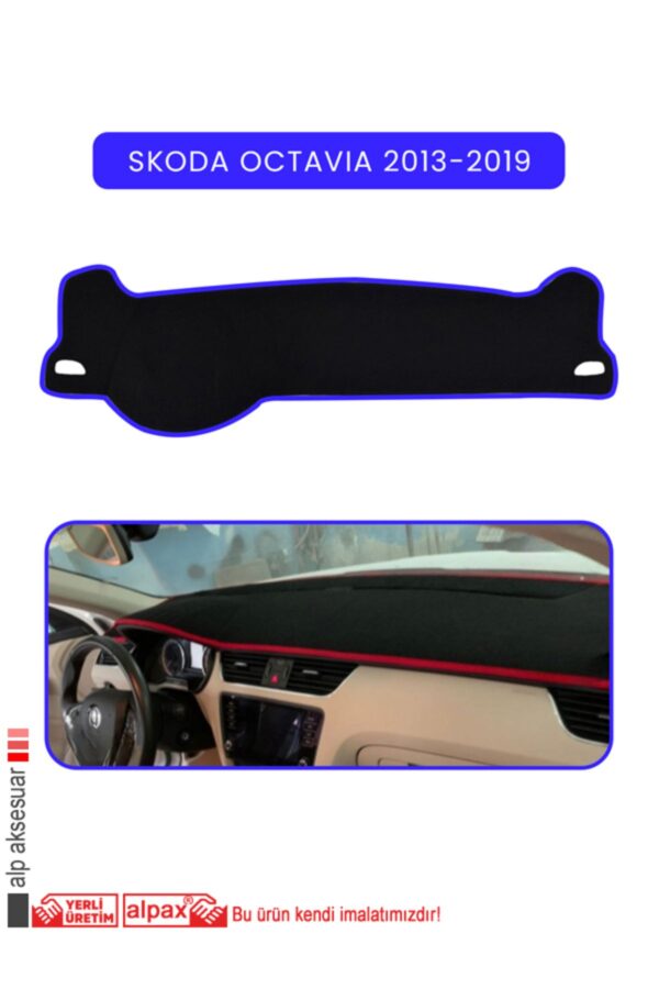 Skoda Octavia 2013-2019 Modellere Özel Torpido Koruyucu - Mavi Kenar