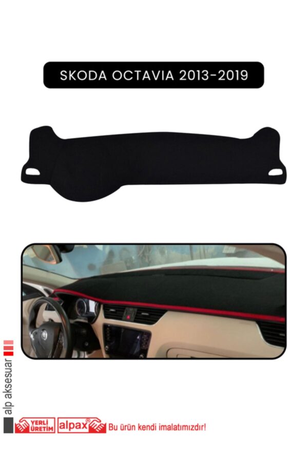Skoda Octavia 2013-2019 Modellere Özel Torpido Koruyucu - Siyah Kenar