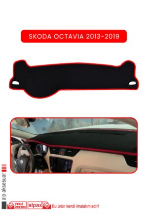 Skoda Octavia 2013-2019 Modellere Özel Torpido Koruyucu - Kırmızı Kenar