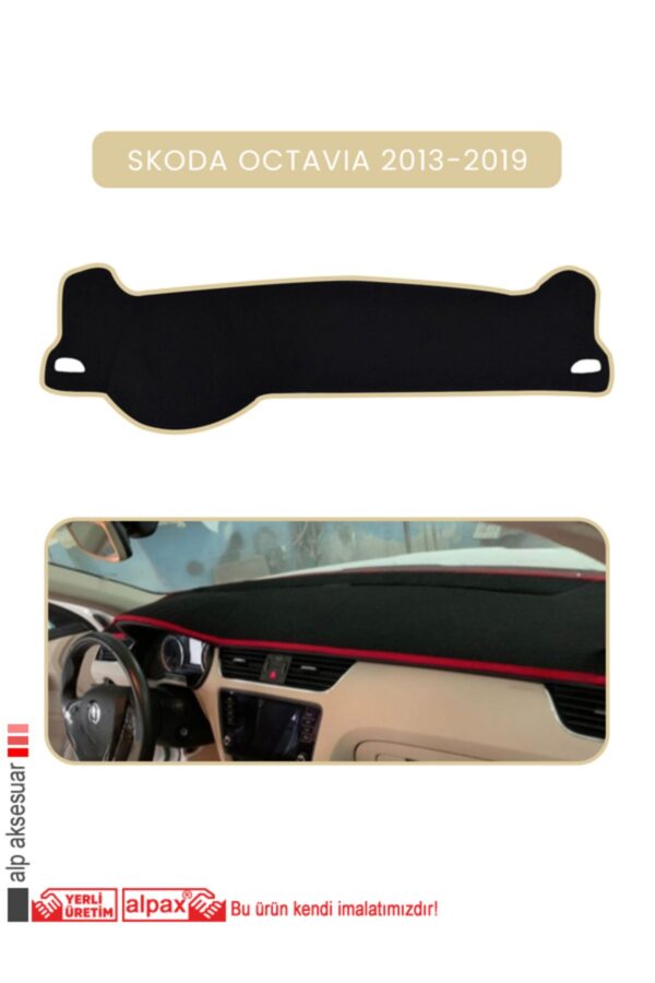 Skoda Octavia 2013-2019 Modellere Özel Torpido Koruyucu - Bej Kenar