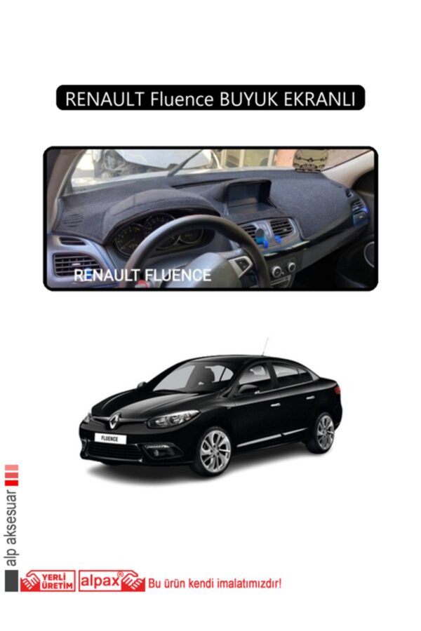 Fluence Uyumlu Buyuk Ekranlı Torpido Koruyucu - Siyah Kenar