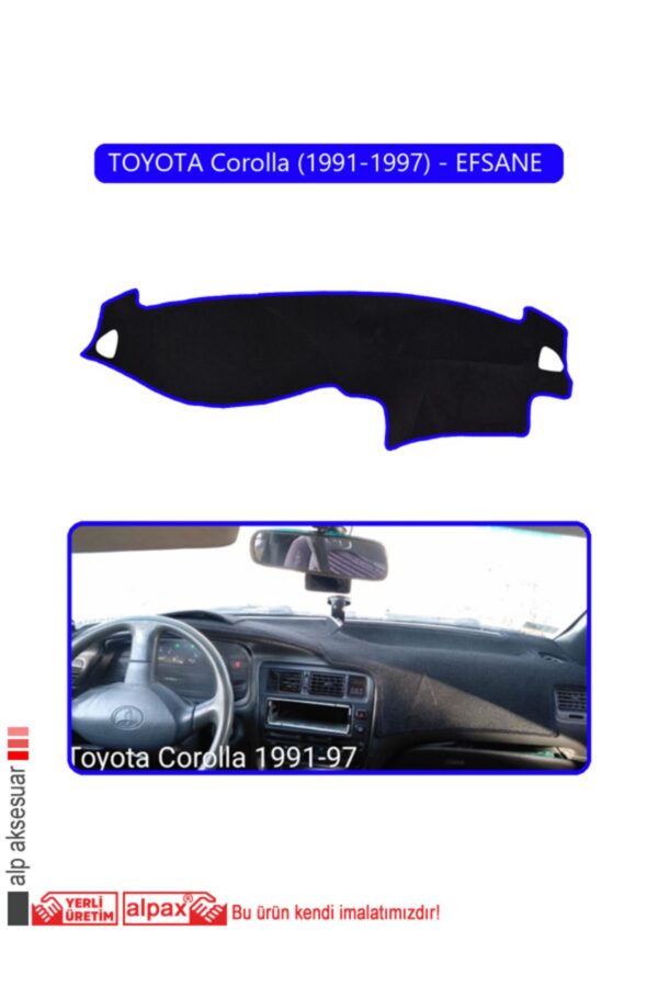 Toyota Corolla 1991-1997 Arası Modeller Için Oto Torpido Koruyucu - Mavi Kenar