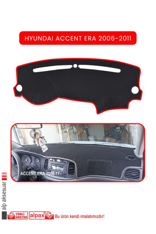Hyundai Accent Era 2006-2011 Arası Modeller Için Oto Torpido Koruyucu - Kırmızı Kenar