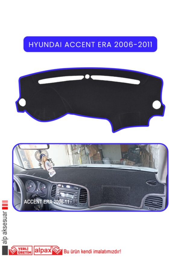 Hyundai Accent Era 2006-2011 Arası Modeller Için Oto Torpido Koruyucu - Mavi Kenar