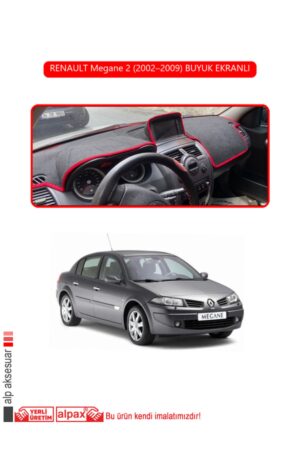 Renault Megane2 2002–2009 Buyuk Ekranlı Modeller Için Oto Torpido Koruyucu - Kırmızı Kenar
