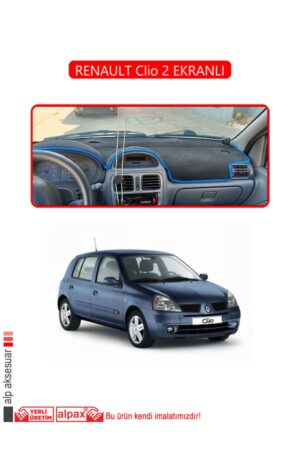 Renault Clio2 Ekranlı Modeller Için Oto Torpido Koruyucu - Kırmızı Kenar