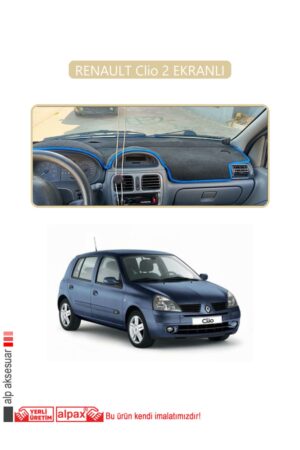 Renault Clio2 Ekranlı Modeller Için Oto Torpido Koruyucu - Bej Kenar