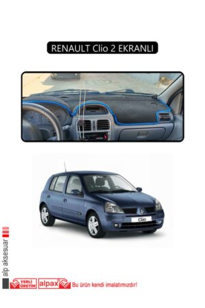 Renault Clio2 Ekranlı Modeller Için Oto Torpido Koruyucu - Siyah Kenar