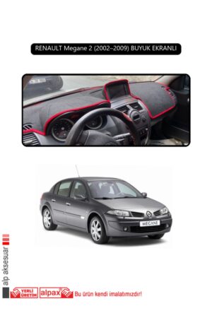 Renault Megane2 2002–2009 Buyuk Ekranlı Modeller Için Oto Torpido Koruyucu - Siyah Kenar