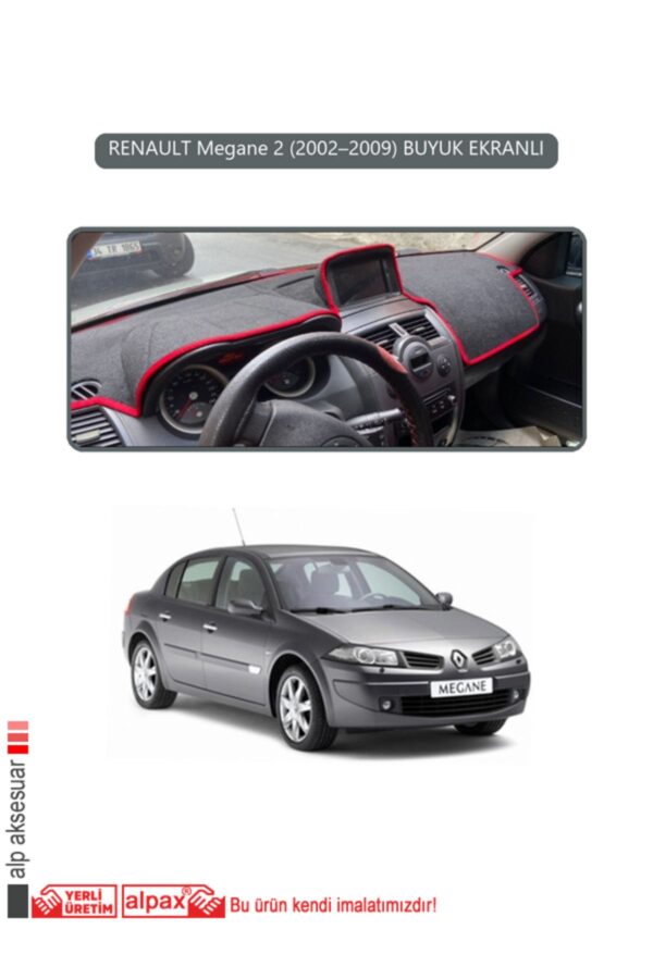 Renault Megane2 2002–2009 Buyuk Ekranlı Modeller Için Oto Torpido Koruyucu - Gri Kenar