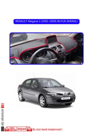 Renault Megane2 2002–2009 Buyuk Ekranlı Modeller Için Oto Torpido Koruyucu - Mavi Kenar