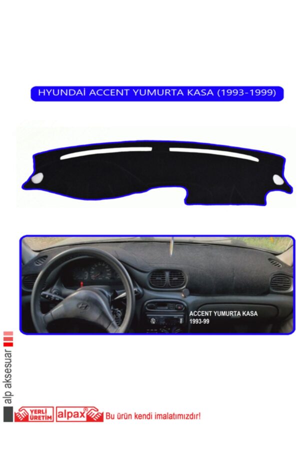 Hyundai Accent Yumurta Kasa 1993-1999 Modeller Için Oto Torpido Koruyucu - Mavi Kenar