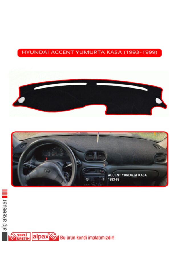 Hyundai Accent Yumurta Kasa 1993-1999 Modeller Için Oto Torpido Koruyucu - Kırmızı Kenar